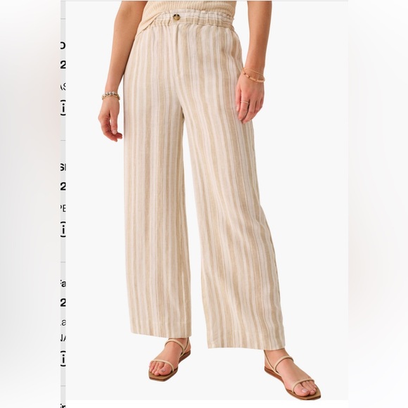 Faherty Monterey Linen Pants pull on night rise wide leg women’s large NWT - Picture 2 of 4